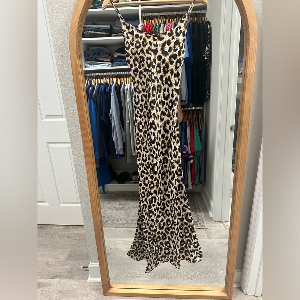 Anthropologie Conditions Apply Elva Slip Midi Dress in Leopard Print - Picture 2 of 9